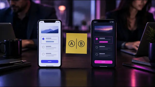 Two smartphones side by side showing different pricing screens for an A/B test