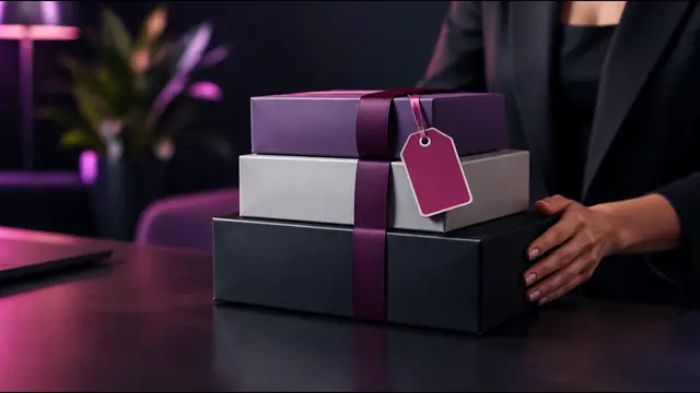 Three product boxes stacked as a bundle with a discount tag