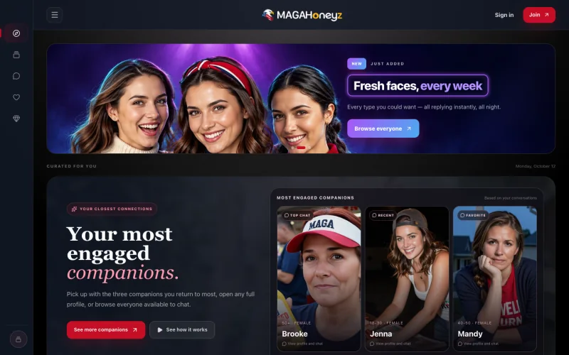 MAGAHoneyz.com AI companion site