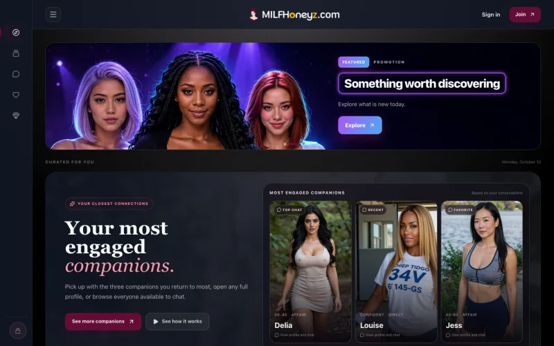 MILFHoneyz.com AI companion site